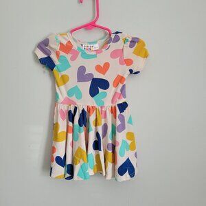 Dot Dot Smile Dress Baby Girl's 6-12mo Colored Hearts Beige Cap Sleeve Twirl NWT